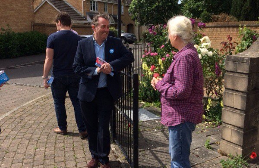 Dr Liam Fox campaigning in Portishead