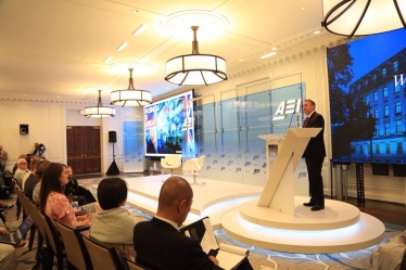 Dr Liam Fox giving a key note speech to the American Enterprise Institute